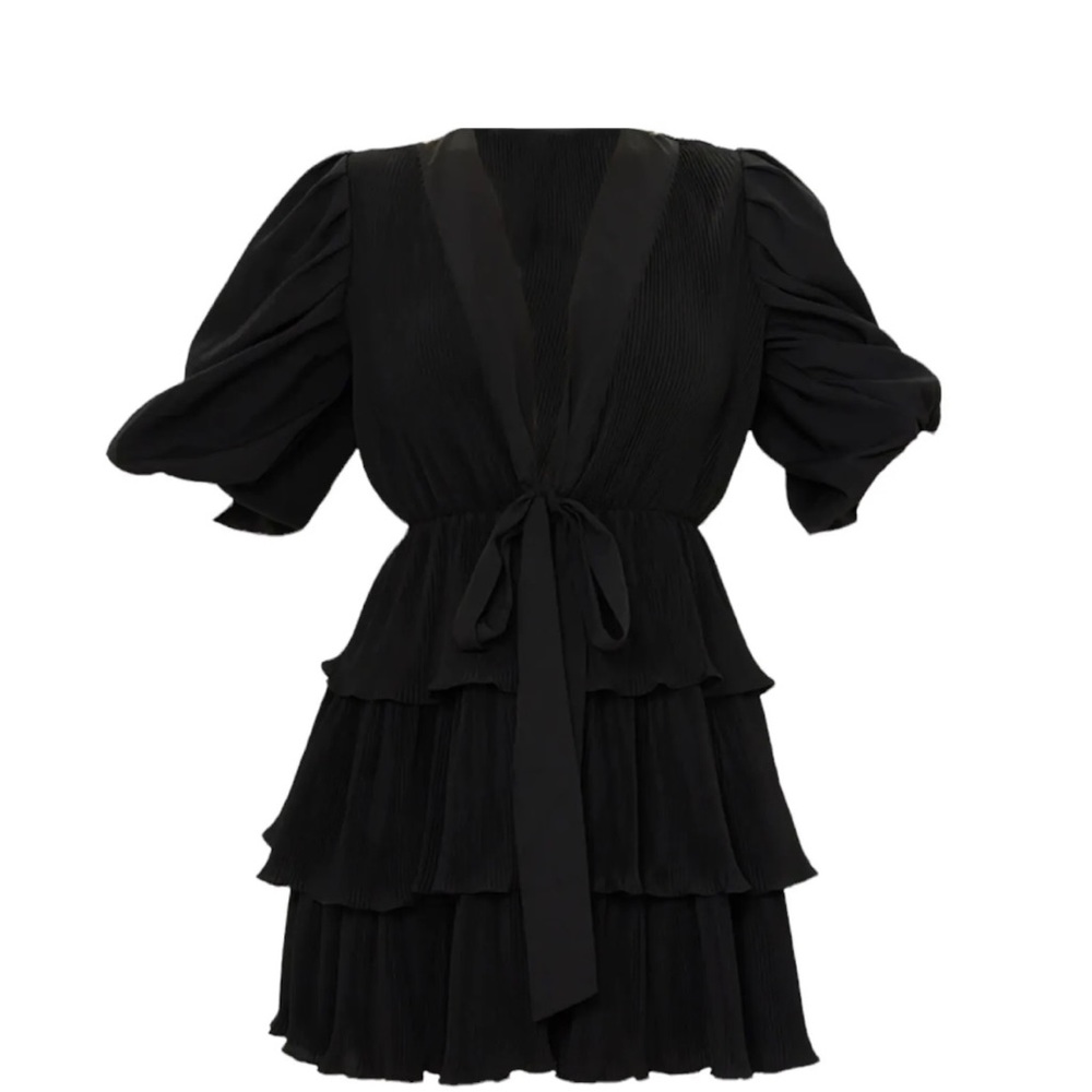 Puff sleeve pleated skater dress - Picture 2 of 5